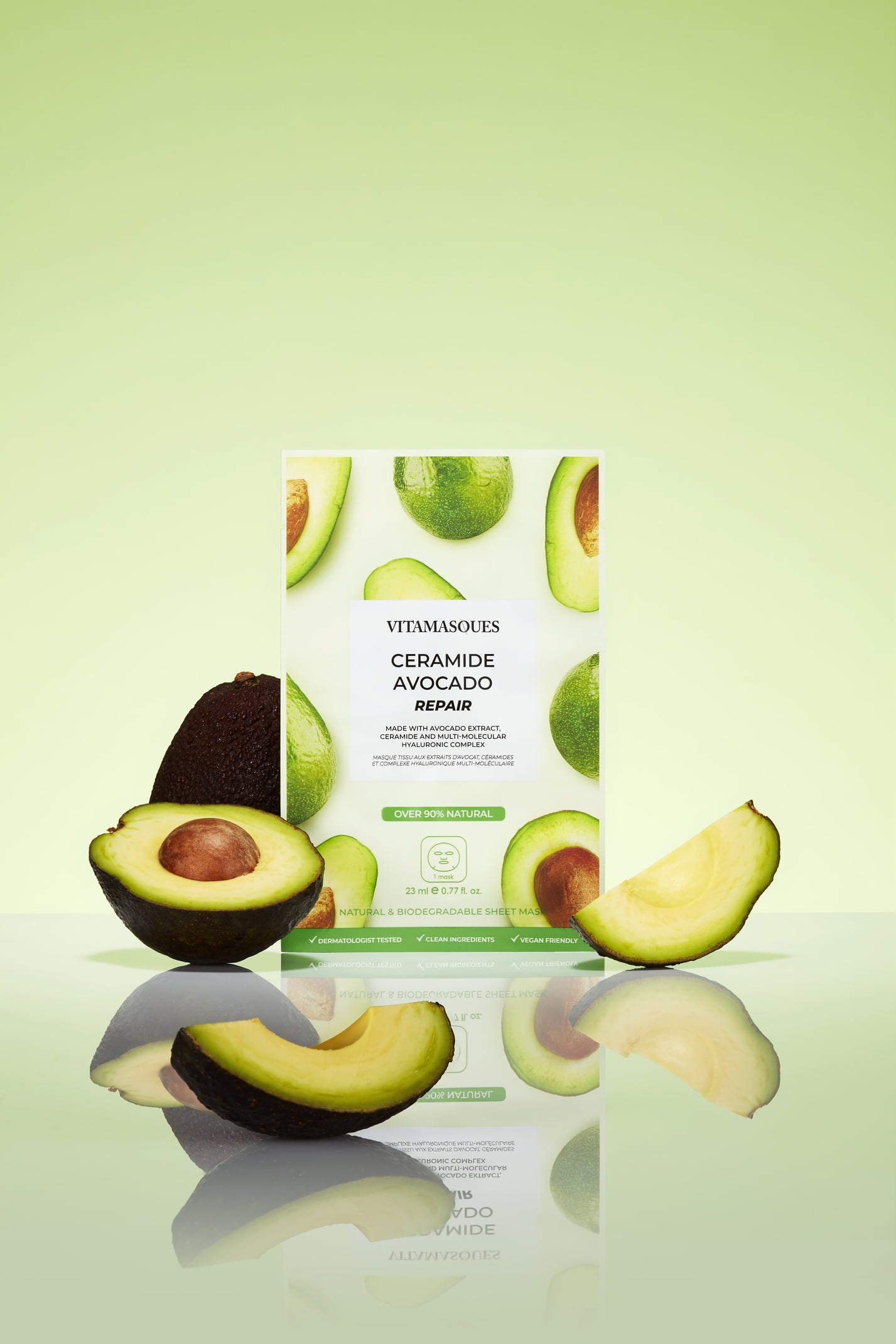 Vitamasques Ceramide Avocado Repair Sheet Mask, For All Skin Types, One Sheet Mask