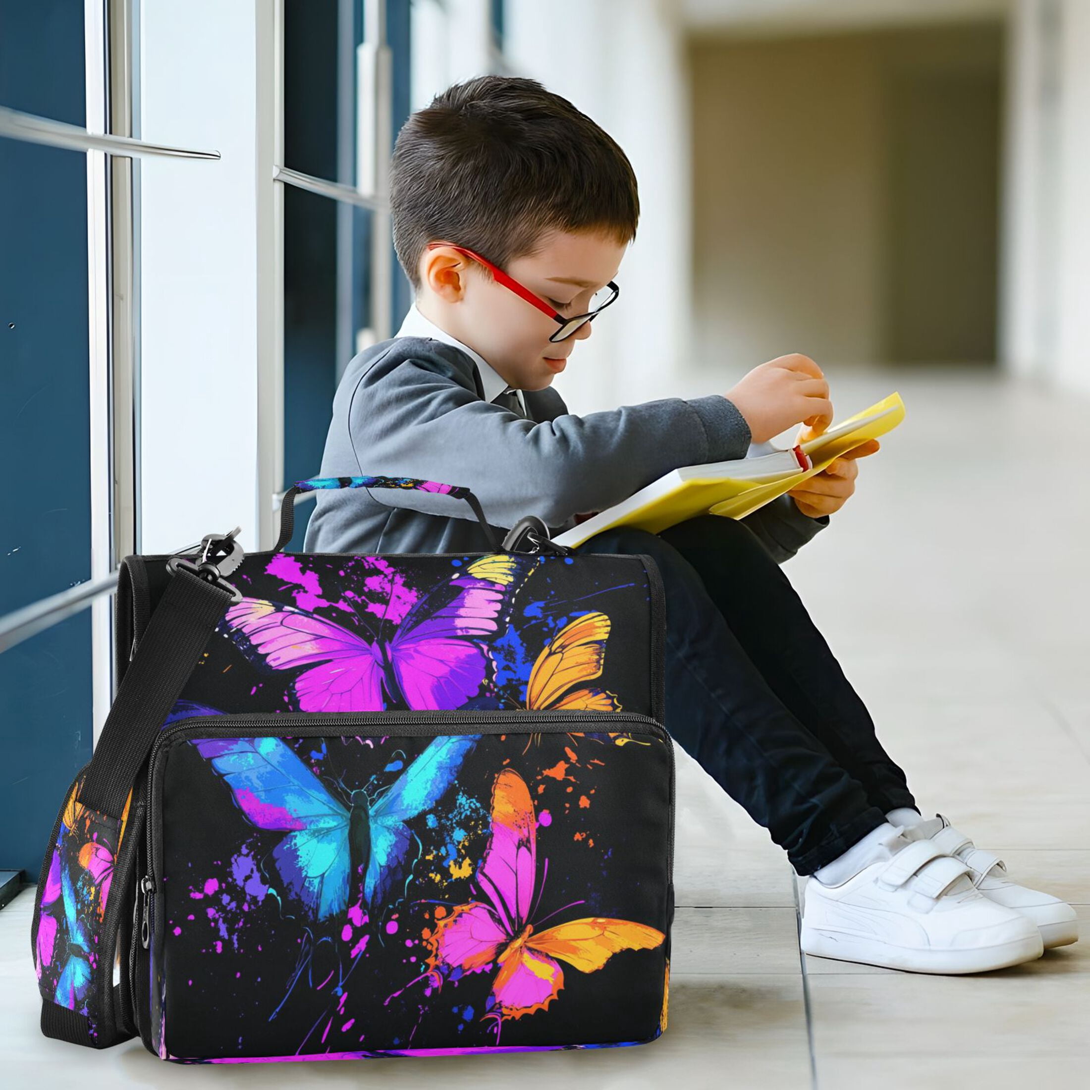 DIXRUYEE Zipper Binder trapper keeper Documents Organized Design Colorful Butterfly Symphony Printed