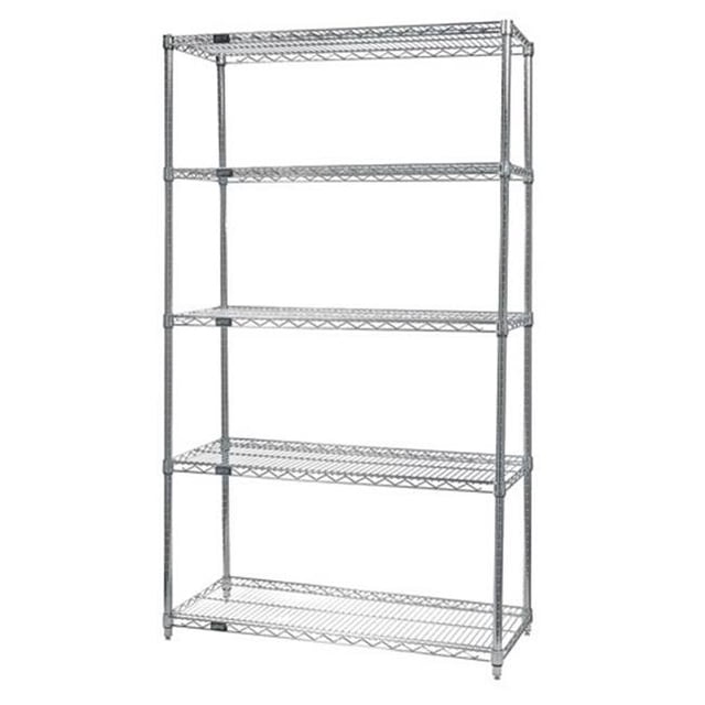 Unité d'Étagères Grillagées Chromées à 5 Tablettes - 14 x 60 x 74 Po
