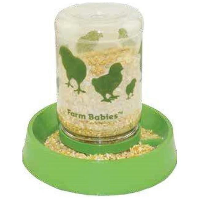 Lixit 0632 Farm Babies Baby Chick FeederFount Clear & Green, Pack of