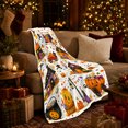 thumbnail image 3 of Whimsical autumn celebration Village Scene Cartoonish Ghosts Black Cat, Warm Flannel Blanket for Living Room and Bedroom, Playful Pet Portrait Pattern, Cat Lovers autumn celebration Gift, 3 of 9