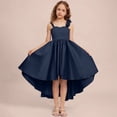 thumbnail image 2 of CPNG Girls' Satin Asymmetrical High-Low Dress – Sleeveless Sweetheart Neckline with 3D Rose Accents, Flowy Party Gown for Flower Girl, Wedding Guest & Birthday Celebrations, 2 of 7