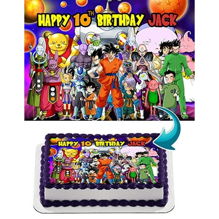 Ball Topper - Dragon Ball Super, Goku, Vegeta, Gohan, Anime, Dragon ball Z Personalized Cake Toppers Icing Sugar Paper A4 Sheet Edible Frosting Photo Birthday Cake Topper 1/4