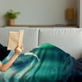 thumbnail image 3 of Mermaid Soft Flannel Fleece Throw Blanket, Fairytale Mermaid with Fish in Sunbeams Sun Rays Underwater World, Cozy Plush for Indoor and Outdoor Use, 50" x 60", Green Aqua Purple, by Ambesonne, 3 of 5