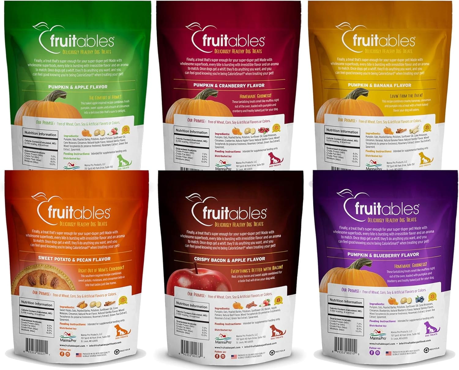 Fruitables Pumpkin Dog Treats, 7oz, Crunch Variety 12-Pack