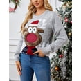 thumbnail image 5 of Chritsmas Sweaters for Women Crewneck Funny Reindeer 3D Embroidery Print Knit Cute Holiday Ugly Christmas Pullover Sweaters Tops Alsol Lamesa, 5 of 6