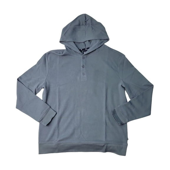 Gap Men's Waffle Henley Hoodie in Grey Size XXL