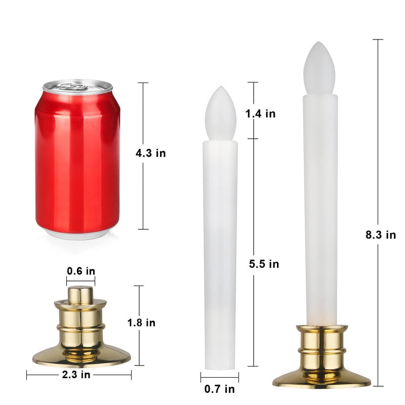 2Pack Flameless Taper Candles Battery Operated with Remote Timer, Flickering LED Window Candles for Christmas Wedding Home Decor (Silver)