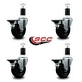 thumbnail image 2 of 4 Inch Soft Rubber Swivel 1-1/2 Inch Expanding Stem Caster Set with Brake SCC, 2 of 2