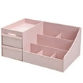 thumbnail image 1 of Organizador de escritorio de maquillaje, caja de almacenamiento de cosméticos con cajón, tocador elegante y chic, almacenamiento en encimera para cosméticos, se adapta a pinceles, sombras de ojos,, 1 of 5