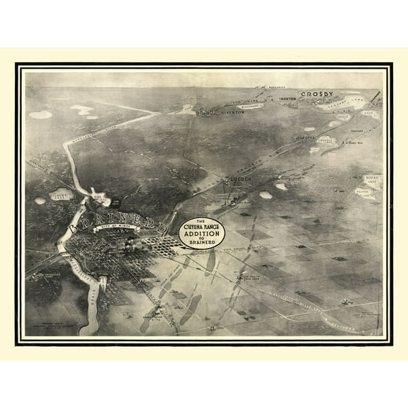 Historic Panoramic View - Brainerd Minnesota - 1914 - Vintage Wall Art