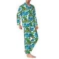 thumbnail image 2 of Salouo Hawaii Palms Print Button-Front Long Sleeve Pajama Set for Men, Soft 2Pjs Men's Long Sleeve Sleepwear-Large, 2 of 7