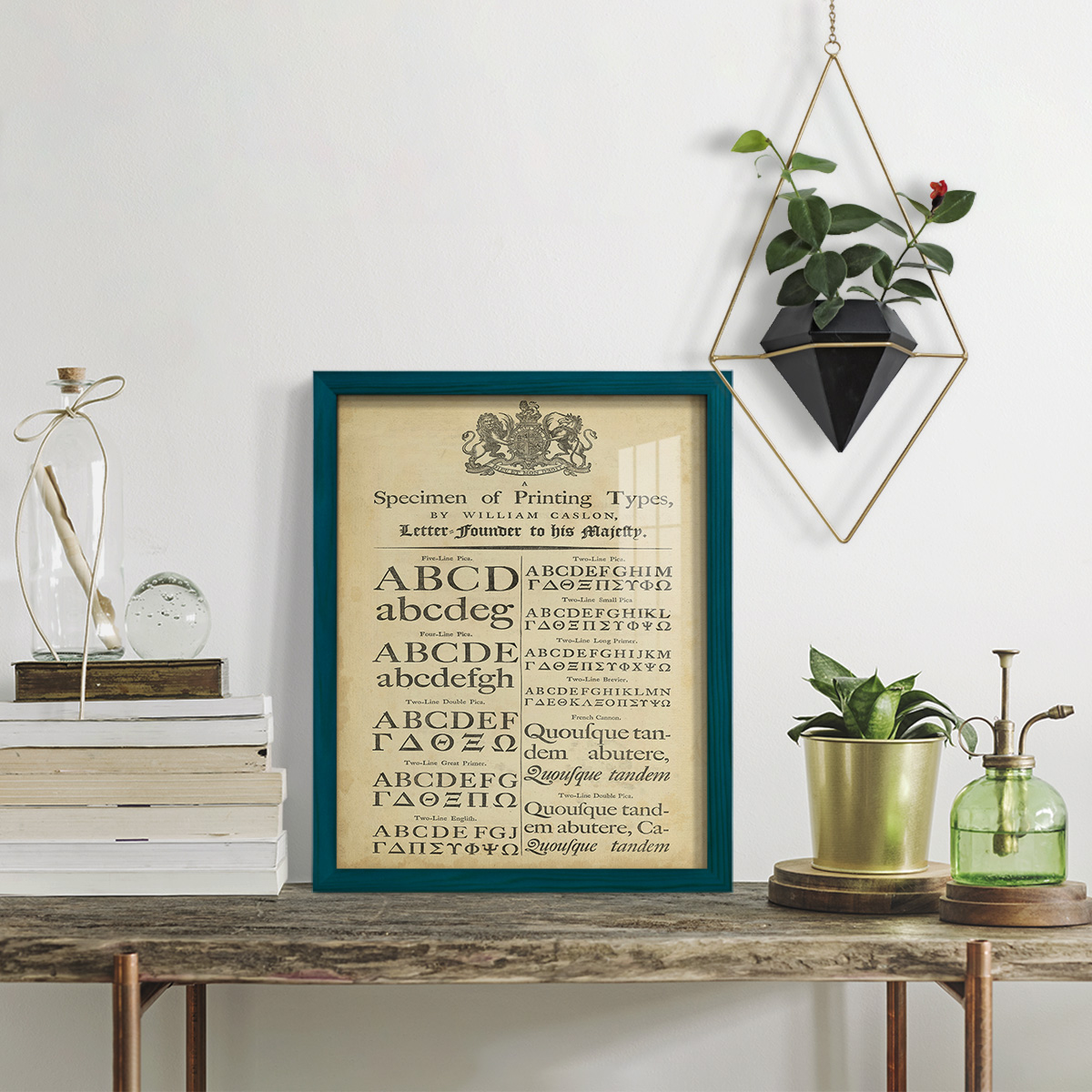 Encyclopediae VI -Framed Print w/glass-Ocean Blue
