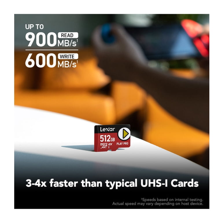 Lexar 512GB PLAY PRO microSDXC Express Memory Card, PCIe NVMe, UHS
