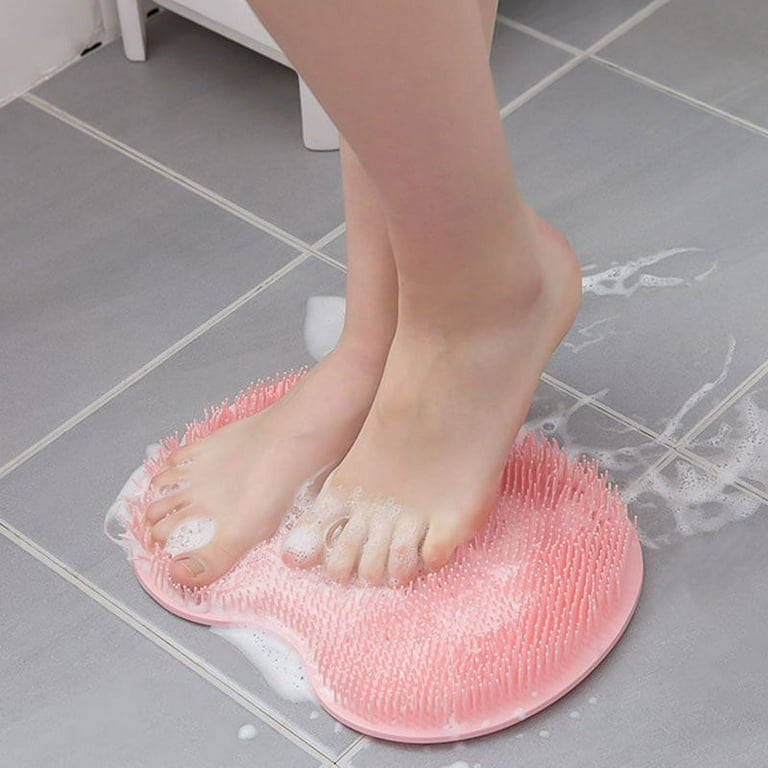 Shower Foot Scrubber Silicone Bath Massage Back Cushion Mat Shower Foot  Cleaner Scrubber Foot Brush Pad Non Slip Suction Cup Exfoliating Dead Skin Foot  Mat for Shower SPA Massage - 10 Inch (Pink)