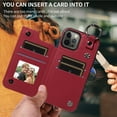 thumbnail image 4 of iPhone 12 PRO Case ,Card Slots Leather Wrist Strap Phone Cover for iPhone 12 PRO, 4 of 5