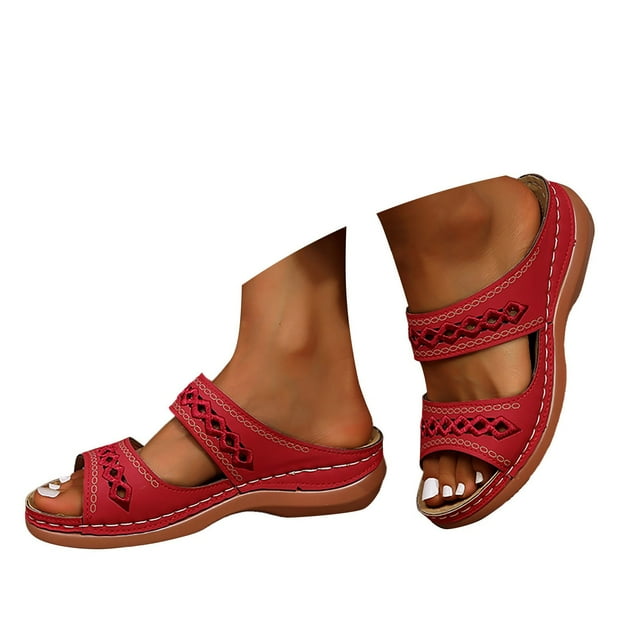 Mepaouo 2025 Womens Orthopedic Sandals Summer Trendy Wedge Platform Arch Support Wide Width Flip Flops