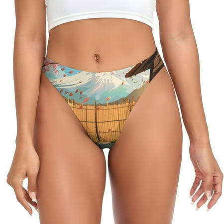 Sigee Tranquil Garden Landscape for Women s G-String Sexy  Low Rise  Soft Lace Perfect for Special Occasions-Large