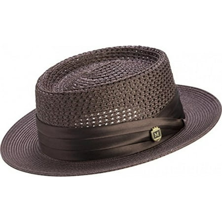 - Montique Men's Mesh Straw Pork Pie Hat H49 (XL, Brown)