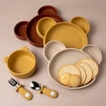 thumbnail image 4 of Cuencos de silicona para bebé, platos, cucharas, vajilla de alimentación, sin BPA, antideslizantes, Panda, 4/5/6 unidades, 4 of 5