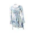thumbnail image 3 of Traje de baño de mujer, elegante conjunto de bikini con cuello en V fruncido y volantes, traje de baño para piscina de verano, viajes y vacaciones., 3 of 10