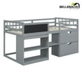 thumbnail image 3 of Low Loft Bed Twin Size with Rolling Desk, Storage Shelves and Chalkboard, Loft Bed with Storage Drawer and Full-Length Guardrail, Twin Loft Bed, Gray, 3 of 13
