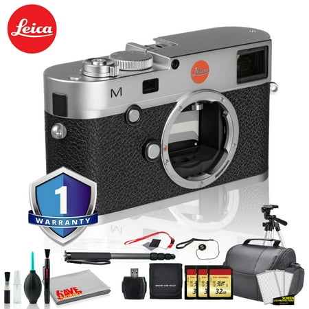 Leica M (Typ 240) Digital Rangefinder Camera (Silver) Bundle with 1 Year Extended Warranty + 3x 32GB Memory Card + Editing Software Kit + Tripod + White Balance Cards Set and
