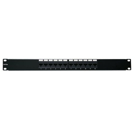 CableWholesale 68PP-03012 Rackmount 12 Port Cat 5e Patch Panel  12 Port  Horizontal  110 Type  568A  568B Compatible  1U