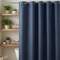 thumbnail image 5 of Unique Bargains Solid Color Linen-Like Shower Curtain Machine Washable Blue 71"W x 71"L, 5 of 5