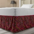 thumbnail image 1 of Asian Bed Skirt, Pattern Based on Traditional Vintage Twists Lines Spirals, Elastic Bedskirt Dust Ruffle Wrap Around for Bedding Decor, 4 Sizes, Dark Coral Orange Green, by Ambesonne, 1 of 2