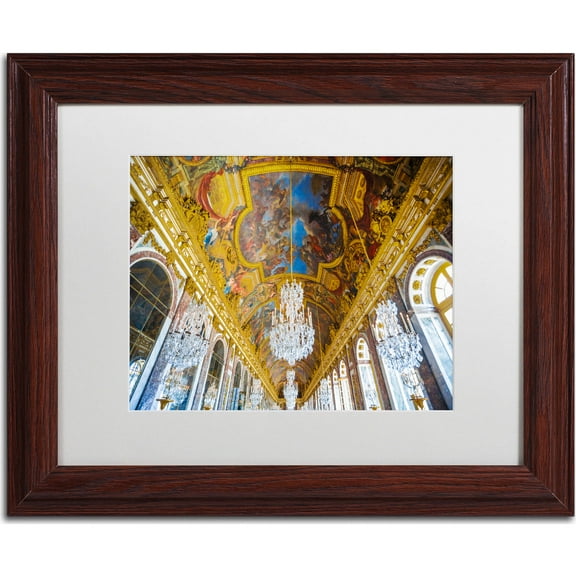 Trademark Fine Art "Versailles Hall Of Windows" Canvas Art by Yale Gurney, White Matte, Wood Frame