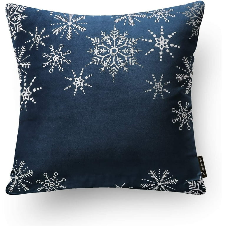 PANDICORN Blue Christmas Pillow Covers 18x18 Set of 2 Snowflake Christ