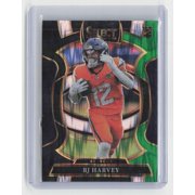 2025 Panini Select Black and Green Prizm Shock #10 RJ Harvey Denver Broncos Football Card Denver Broncos NFL FOOTBALL Trading Card