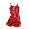 thumbnail image 4 of Sleep Shirt Women Soft Women’s Satin Slip Nightgown Spaghetti Strap Elegant Comfy Nightshirts Summer Loose Home Sleep Dress Red L, 4 of 8