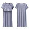 thumbnail image 4 of Cotton Nightgown for Women Crew Neck Loungewear Short Sleeve Sleepwear Casual Nightgown Long Pajamas Dress, 4 of 4