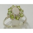 thumbnail image 2 of LBG British Made 18k White Gold Natural Opal & Peridot Womens Cluster Ring - 33 size options - Size 11.75, 2 of 6