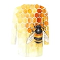 thumbnail image 5 of CYMMPU Spring Tops Blouses for Women Dressy Casual Crew Neck Loose Fit 3/4 Sleeve Summer Trendy Shirts Bee Pattern Lightweight Basic Tees Multicolor L, 5 of 5