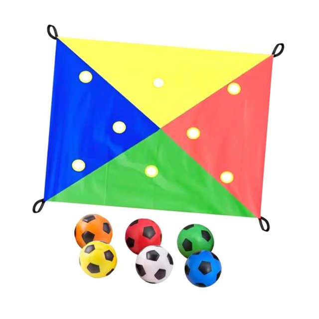 Juego de construcción de equipos con lona y agujeros, actividades de ejercicio con pelota, juego al aire libre, interactivo, coordinación, cooperativo