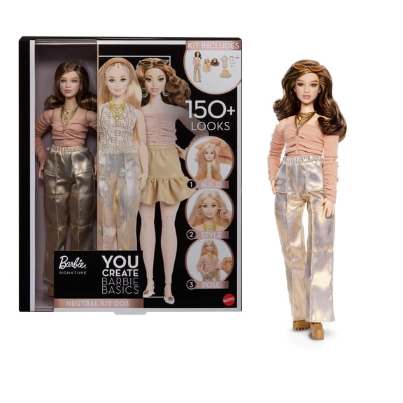 Barbie You Create Barbie Basics Neutral Kit 003, Customizable Fashion Doll & Universal-fit Clothing