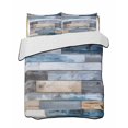 thumbnail image 2 of Quilts Full Size, Blue Wooden Grain Soft Comforter Bedding Set for Bed, Farmhouse Country Abstract Art Lightweight Quilted Bedspread with Pillow Cover(2 Pieces) for All Season, 78x90 Inch, 2 of 6