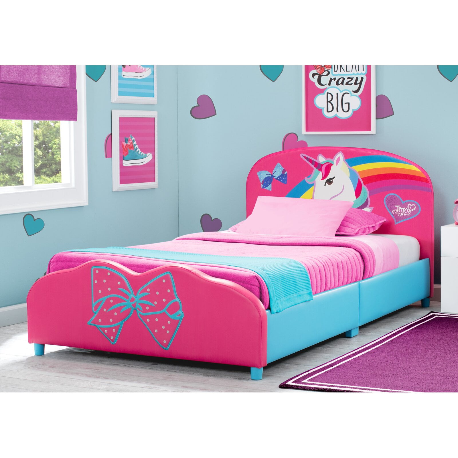 Jojo siwa upholstered twin platform bed deals