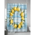 thumbnail image 5 of Fsddascl Lemon Wreath Shower Curtain Set - Standard 72" x 72" Washable Bathtub Curtain with 12 Hooks, Farmhouse Blue Wooden Floral Waterproof Fabric Stall Shower Curtains for Bathroom/Bathtub Décor, 5 of 6