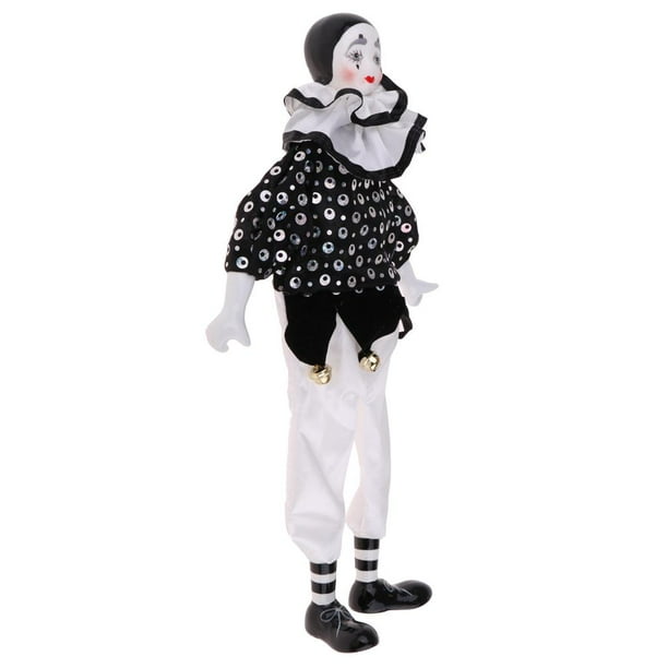 Muñeca de en apariencia de Lágrima de de 15 Pulgadas con Atuendos Blancos Y Negros, Muñeca Arlequín Divertida, Accesorios de ,