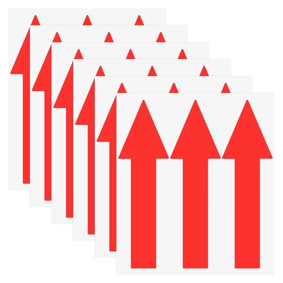 Uxcell 6-Pack 8 x 2 in Waterproof Adhesive Arrow Stickers for Wall Marking/Road Sign [Red]