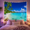 thumbnail image 2 of Tropical Coastline with White Sand and Palm Trees, Peaceful Coastal Style for Beach Lovers, Ocean Wall Art, Housewarming Gift, Tapestry Wall Hanging for Bedroom and Living Room, 2 of 6