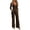 Brown, variant on Pants Sets Women 2 Piece Outfits, Dressy V Neck Long Sleeve Twist Waist Buckle Textured Top & Wide Leg Pants Elegant Evening Dinner Pant Suit, 1 Top 1 Trouser Set, S-XL
