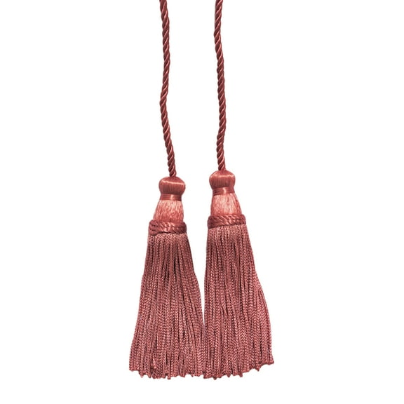 Decorative Chainette Double Tassel Curtain and Drapery Tieback / Holdback, 4" Tassel (10cm), 29" Spread (73.5cm) # CDCT, Hibiscus Pink #45 (Red Pink, Light Red) Sold Individually
