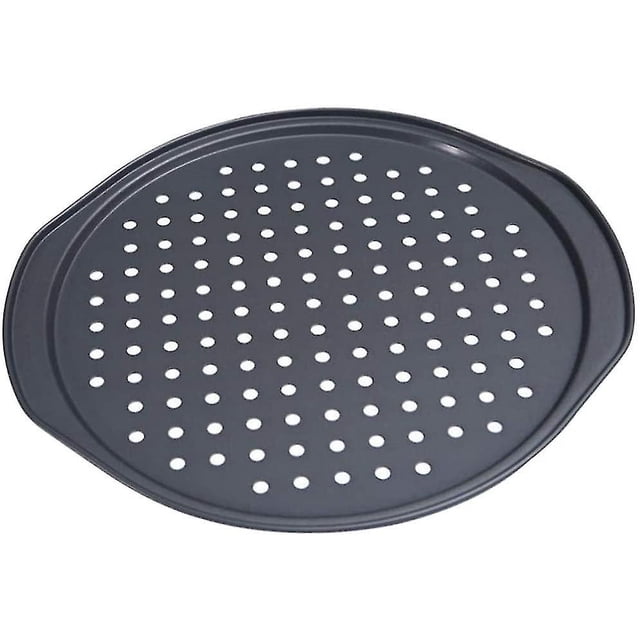 Cacerola antiadherente para pizza de acero al carbono de 14 pulgadas con bandeja para hornear pizza con agujeros