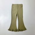 thumbnail image 4 of Odeerbi Kids Girls Flare Pants Ruffle Hem Cotton Pants Cute Sweet Elasticity Flared Trousers Toddler Kids Baby 2025 Fashion Leggings Green 6-7 Years, 4 of 4