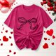 thumbnail image 5 of Primavera Top Mujeres Moda Casual Nueva Cinta de Arco Impresa Cuello Redondo Camiseta de Manga Corta, Camiseta de Cuello Tripulado, 5 of 8